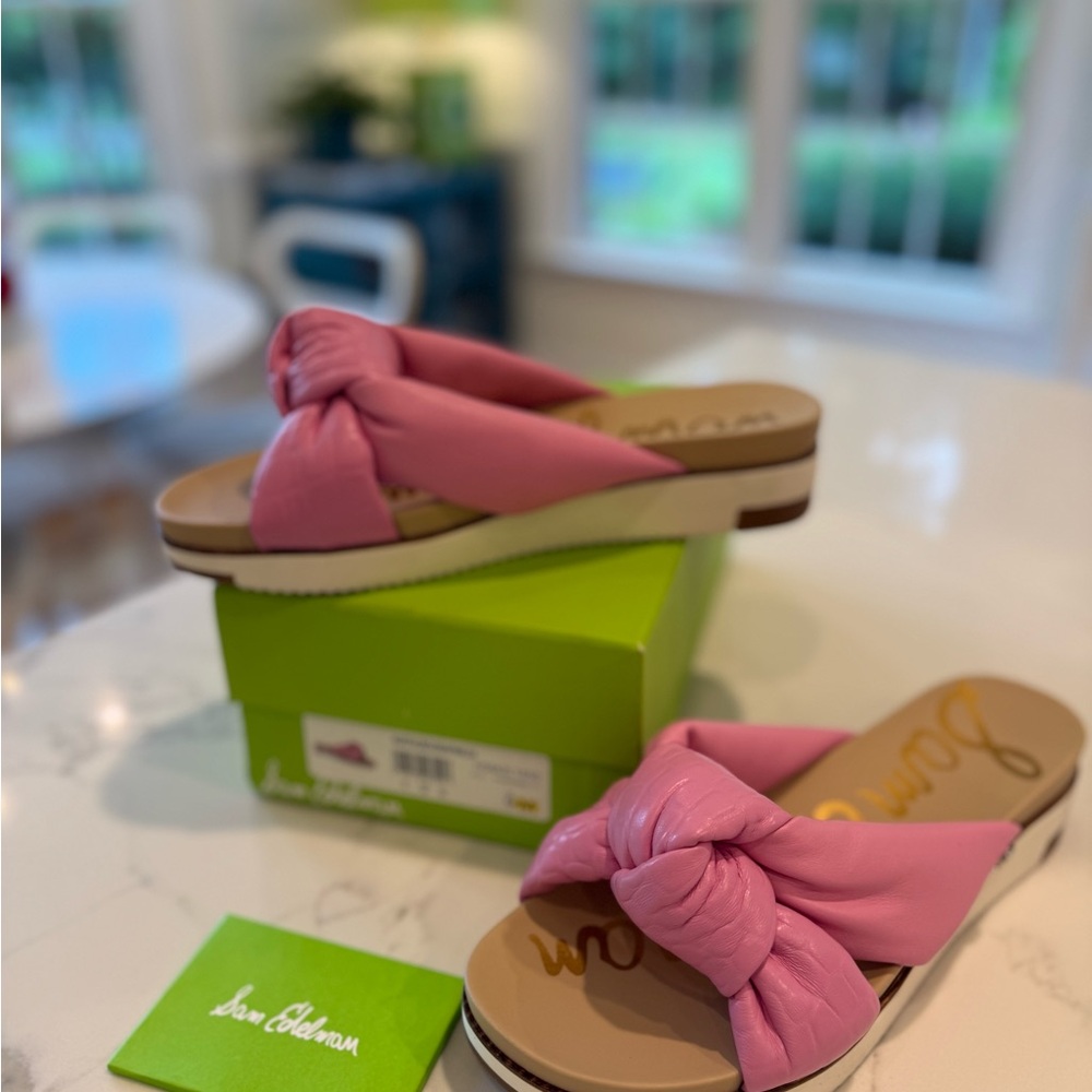Sam Edelman Pink Bow Slide Sandals